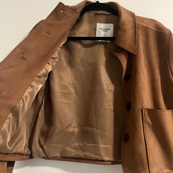 Abercrombie Vegan Suede Button-Through Jacket, TOASTED TAUPE | XS - Picture 6 of 10